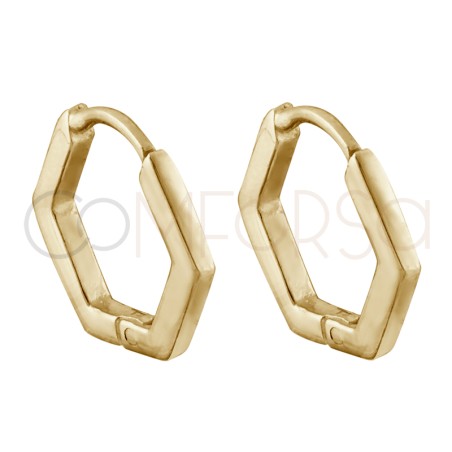 Orecchino anello esagonale 12mm Argento placcato oro