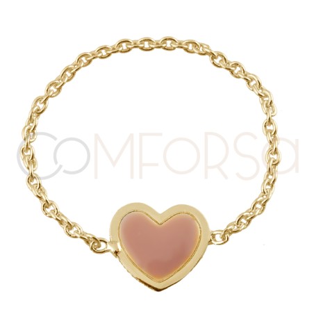 Anello catena cuore rosa Argento 925