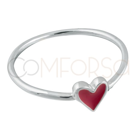 Anello con cuore irregolare rosa Argento 925