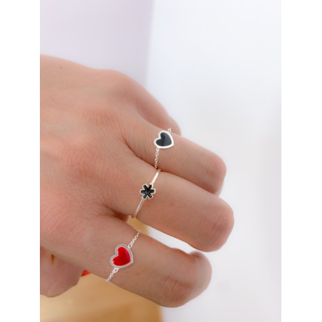 Anello catena cuore rosso Argento 925