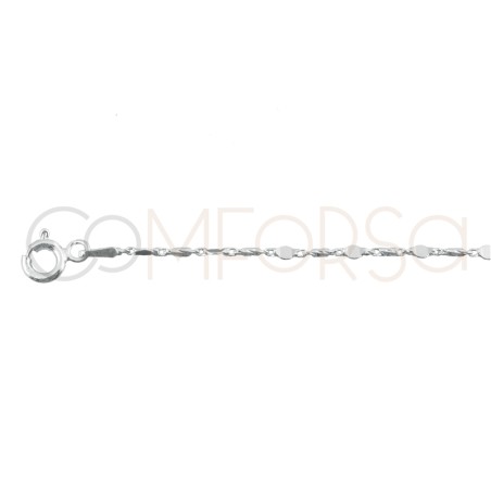 Catena combinata con placchette + tubo 40cm argento 925