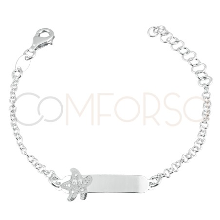 Incisione 1 lato bracciale con stella 13 cm con prolunga 3 cm argento