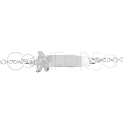 Incisione 1 lato bracciale con stella 13 cm con prolunga 3 cm argento