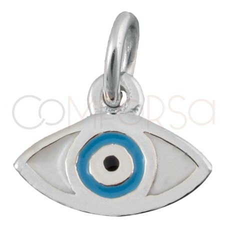 Ciondolo Occhio Turco Bianco 9x7mm Argento 925