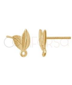 Fornitura orecchino doppia foglia con anello 7 x 11mm Argento 925 placcato oro
