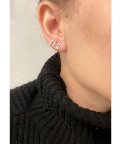 Mini orecchino raggio con zirconi cristallo 7 x 3.8mm argento placcato oro