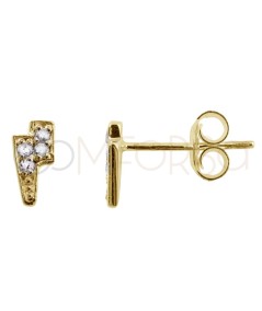 Mini orecchino raggio con zirconi cristallo 7 x 3.8mm argento placcato oro