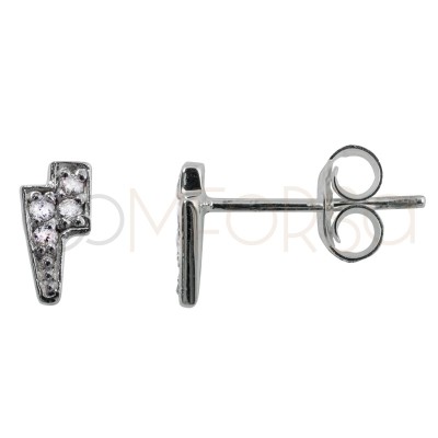 Mini orecchino raggio con zirconi cristallo 7 x 3.8mm argento placcato oro