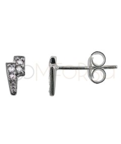 Mini orecchino raggio con zirconi cristallo 7 x 3.8mm argento placcato oro