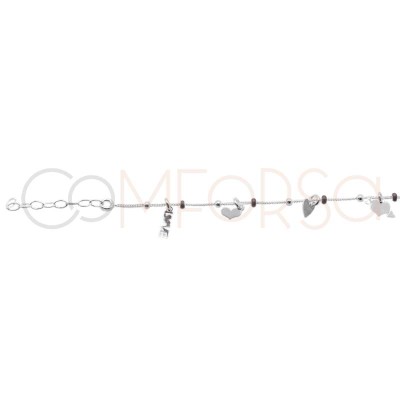 Bracciale con pendenti 18+3 cm in argento 925