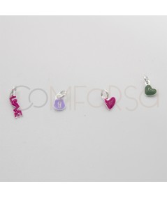 Ciondolo mini "love'' con smalto fucsia 9.4 x 2.6mm Argento 925