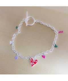 Ciondolo mini "love'' con smalto fucsia 9.4 x 2.6mm Argento 925