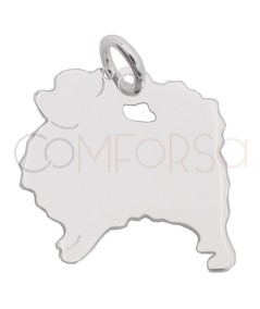 Ciondolo cane Volpino Pomerania 15 x 15mm argento 925