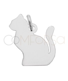 Personalizzazione 1 lato ciondolo gatto seduto 15 x 15mm Argento 925
