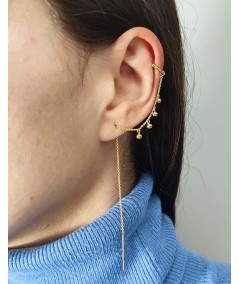 Ear cuff catena 13 mm con perline in argento 925