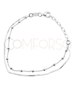 Bracciale veneziana con perline 15cm + 3cm argento 925