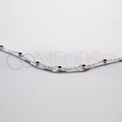 Bracciale veneziana con perline 15cm + 3cm argento 925