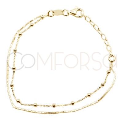 Bracciale veneziana con perline 15cm + 3cm argento 925