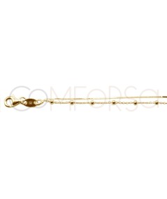 Bracciale veneziana con perline 15cm + 3cm argento placcato oro