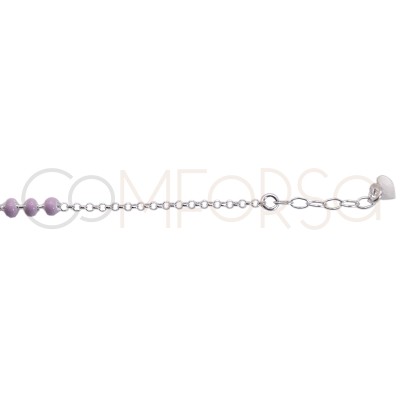 Bracciale Croce con smalto rosa 14 + 2cm Argento 925