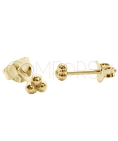 Mini orecchino 3 palline 3mm Argento 925 placcato oro