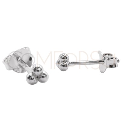 Mini orecchino 3 palline 3mm Argento 925 placcato oro