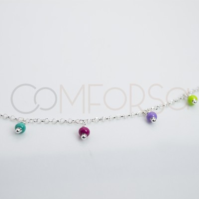 Cavigliera con pietre pendenti multicolore 21 + 4cm Argento placcato oro