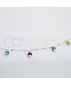 Cavigliera con pietre pendenti multicolore 21 + 4cm Argento placcato oro