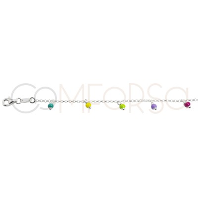 Cavigliera con pietre pendenti multicolore 21 + 4cm Argento placcato oro