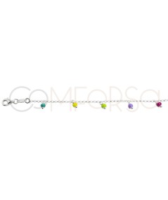 Cavigliera con pietre pendenti multicolore 21 + 4cm Argento placcato oro