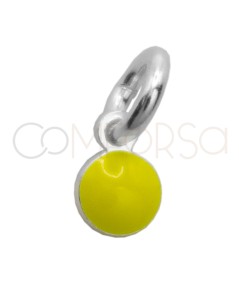 Ciondolo mini cerchio smalto giallo 3.5mm Argento 925