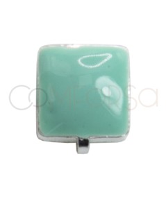 Distanziatore mini quadrato smalto menta 5.5mm Argento 925