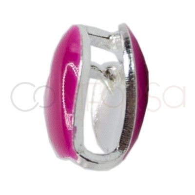 Distanziatore mini cuore smalto fucsia 6x7mm Argento 925