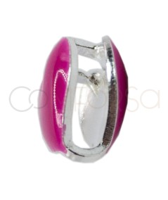 Distanziatore mini cuore smalto fucsia 6x7mm Argento 925