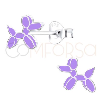 Orecchino cane palloncino viola 7 x 9mm Argento 925