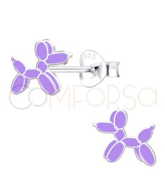 Orecchino cane palloncino viola 7 x 9mm Argento 925