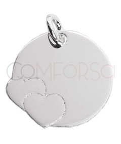 Chapa lisa con corazones 15mm Plata 925