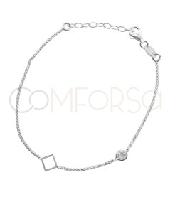 Bracciale con distanziatore rombo e zircone Argento 925