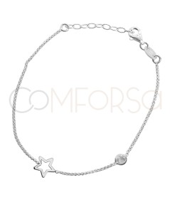 Bracciale con distanziatore stella e zirconcino Argento 925