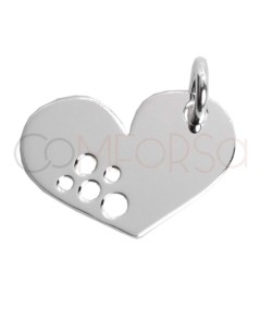 Incisione + Ciondolo cuore liscio con cerchi traforati 15 x 11 mm Argento 925