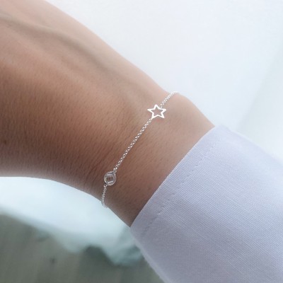 Bracciale con distanziatore stella e zirconcino Argento 925