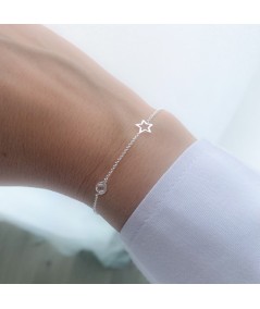 Bracciale con distanziatore stella e zirconcino Argento 925