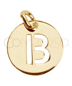 Ciondolo lettera B traforata 12mm Argento placcato oro 925