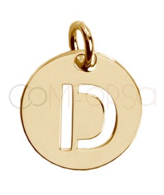 Ciondolo lettera D traforata 12mm Argento placcato oro