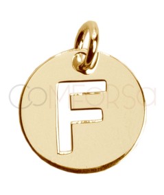 Ciondolo lettera F traforata 12mm Argento placcato oro