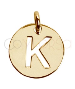 Ciondolo lettera K traforata 12mm Argento placcato oro