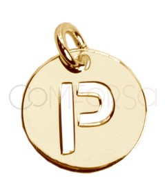 Ciondolo lettera P traforata 12mm Argento placcato oro