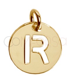 Ciondolo lettera R traforata 12mm Argento placcato oro