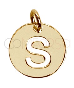 Ciondolo lettera S traforata 12mm Argento placcato oro