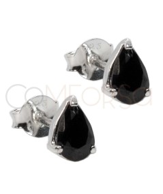 Orecchino mini a goccia Nero 5 x 9mm Argento 925